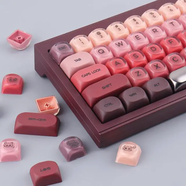 Alt view image 6 of 7 - Vszerda PBT Keycaps MOA Profile Lipstick Cute Keycaps 132 Keys Semi-Translucent Matte Crystalsi Keycap Set for Cherry MX Magnetic Switches Mechanical Keyboard