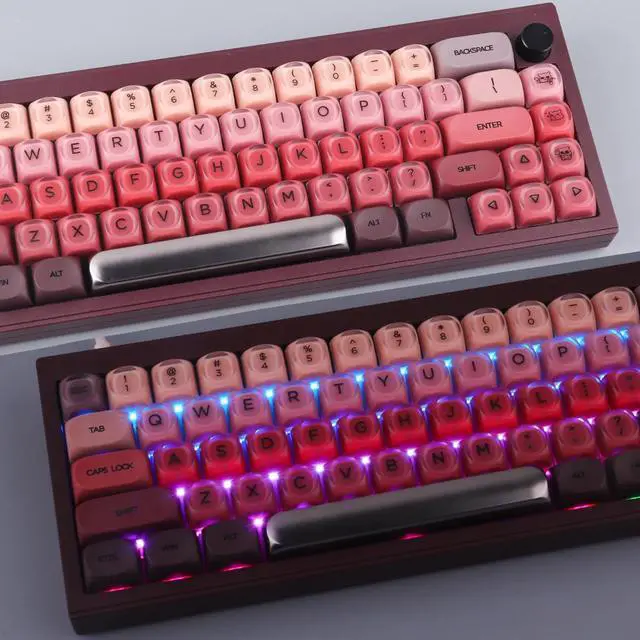 Alt view image 7 of 7 - Vszerda PBT Keycaps MOA Profile Lipstick Cute Keycaps 132 Keys Semi-Translucent Matte Crystalsi Keycap Set for Cherry MX Magnetic Switches Mechanical Keyboard