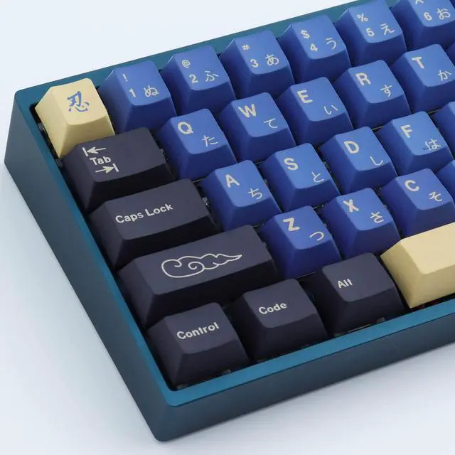 Main image of Vszerda PBT Keycaps 119 Keys Blue Samurai Dye-Sublimation Ninja PBT Keycap Set Cherry Profile Custom Keycaps for Cherry Gateron MX Switches Mechanical Keyboards US Layout