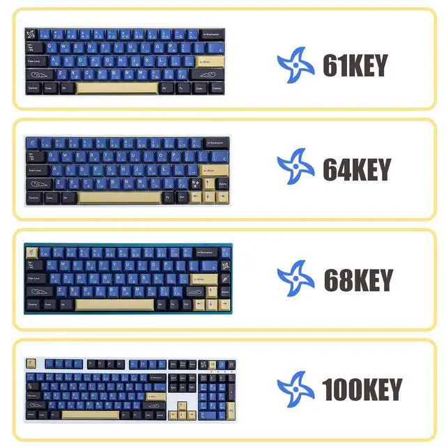 Alt view image 7 of 7 - Vszerda PBT Keycaps 119 Keys Blue Samurai Dye-Sublimation Ninja PBT Keycap Set Cherry Profile Custom Keycaps for Cherry Gateron MX Switches Mechanical Keyboards US Layout