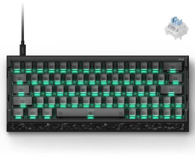 Main image of Vszerda EV63 Hall Effect Gaming Keyboard 60% | Magnetic X Ultra Switch, 0.01mm Rapid Trigger, 0.125ms Latency, 8kHz Polling, Adjustable Actuation, Aluminum with Forged Carbon for FPS(Dark Side)