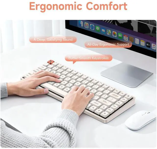 Alt view image 4 of 7 - Vszerda Magi75 Low Profile Wireless Mechanical Keyboard 75% Layout, Hot-Swappable Creamy Linear, RGB Backlit, Full Aluminum, VIA Customizable for Mac/Windows/Linux(White)