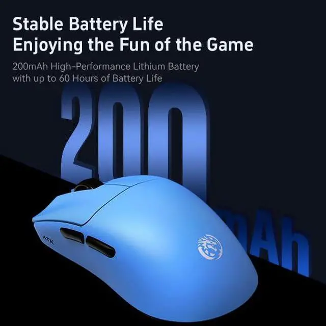 Alt view image 7 of 7 - Vszerda Blazing Sky F1 Wireless Gaming Mouse, 8k Hz Polling Rate, Ultra-Light 3550g, Dual-Mode (2.4G/USB-C), Ice-Feeling Coating, Leviatan Co-Branded Edition (F1 Extreme, LEVIATAN Blue)