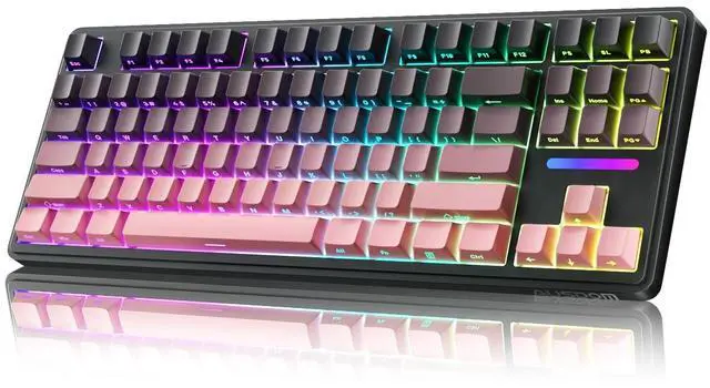 Main image of Vszerda Wireless Mechanical Gaming Keyboard: 10000mAh Battery Tri-Mode 2.4G/BT5.3/USB-C Hot Swappable Custom Keyboard with RGB Backlit, Side Printed PBT Keycaps, 15-Layer Gasket Structure, Black Pink