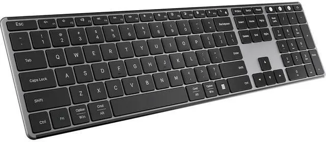 Main image of Vszerda 2.4G Wireless Bluetooth Keyboard Full Size, Quiet Slim Multi-Device Rechargeable Cordless QWERTY Keyboard with Number Pad, Low Profile Silent Flat Universal Keyboards for Computer/Mac/Windows