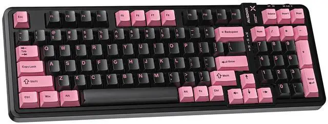 Main image of Vszerda 98Pro Wireless Mechanical Keyboard, Tri-Mode BT/2.4GHz/USB-C Hot Swappable Custom Gaming Keyboard with Backlit, Gasket Structure, Linear Switches for Windows/Mac/PC (Black&Pink 97keys)