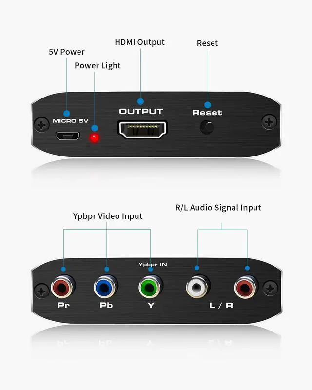 Alt view image 2 of 7 - Component to HDMI, YPbPr to HDMI Converter, 5RCA RGB to HDMI Converter Adapter, Supports 1080P Video Audio Converter Adapter HDMI V1.4 for DVD PSP PS2 N64 to HDTV Monitor and Projector