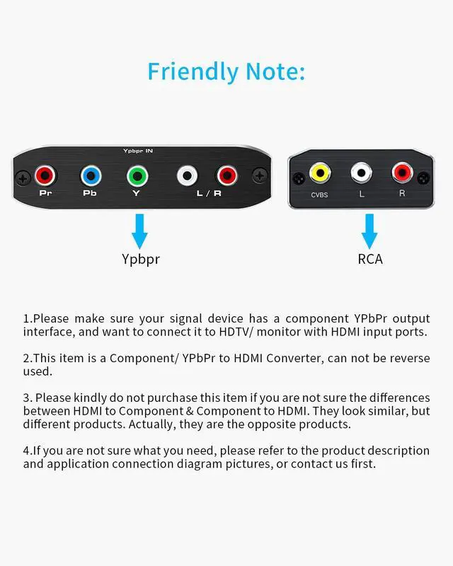 Alt view image 6 of 7 - Component to HDMI, YPbPr to HDMI Converter, 5RCA RGB to HDMI Converter Adapter, Supports 1080P Video Audio Converter Adapter HDMI V1.4 for DVD PSP PS2 N64 to HDTV Monitor and Projector