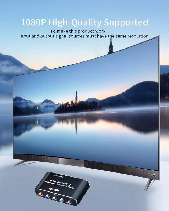 Alt view image 7 of 7 - Component to HDMI, YPbPr to HDMI Converter, 5RCA RGB to HDMI Converter Adapter, Supports 1080P Video Audio Converter Adapter HDMI V1.4 for DVD PSP PS2 N64 to HDTV Monitor and Projector