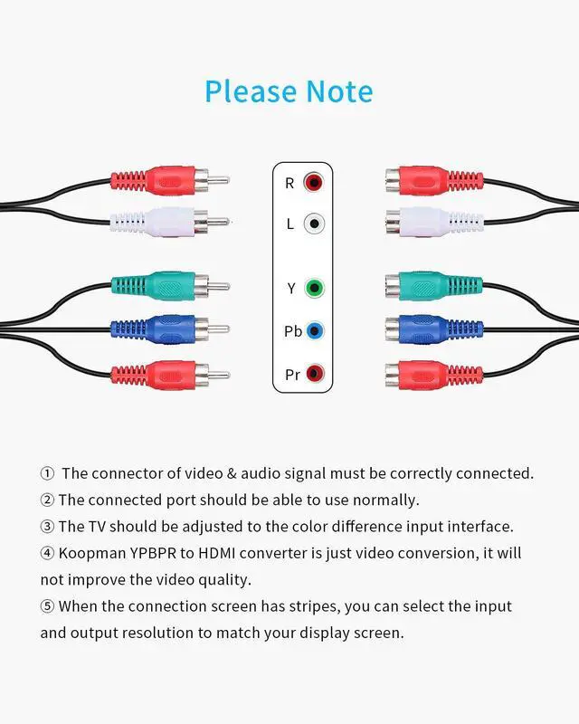 Alt view image 5 of 7 - Component to HDMI, YPbPr to HDMI Converter, 5RCA RGB to HDMI Converter Adapter, Supports 1080P Video Audio Converter Adapter HDMI V1.4 for DVD PSP PS2 N64 to HDTV Monitor and Projector