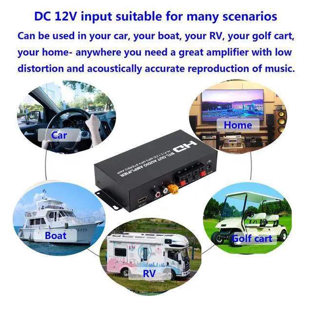 Alt view image 6 of 7 - Vszerda Audio Power Amplifier, 2.1 Channel 80W x 2 with Subwoofer, HDMI and AUX Inputs, Treble and Bass Control, for Mobile Phones, MP3, CD Players, TVs, Computers