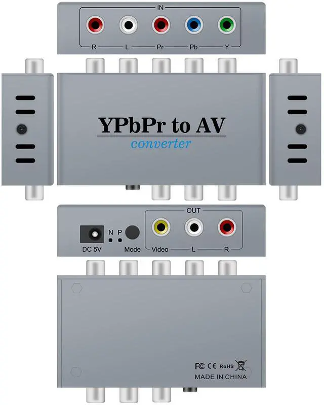 Alt view image 4 of 5 - Vszerda Component to AV Adapter, YPbPr to CVBC Converter + R/L, Supports 1080P Video Audio, for DVD PSP to HDTV Monitor
