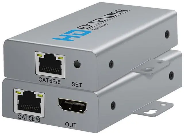 Main image of HDMI Extender Over Network IP Ethernet Kit Cat5e / Cat6 Cable 1080P @ 60Hz - Up to 164 ft - HDMI Loop Out POE Function Supported (Transmitter and Receiver)