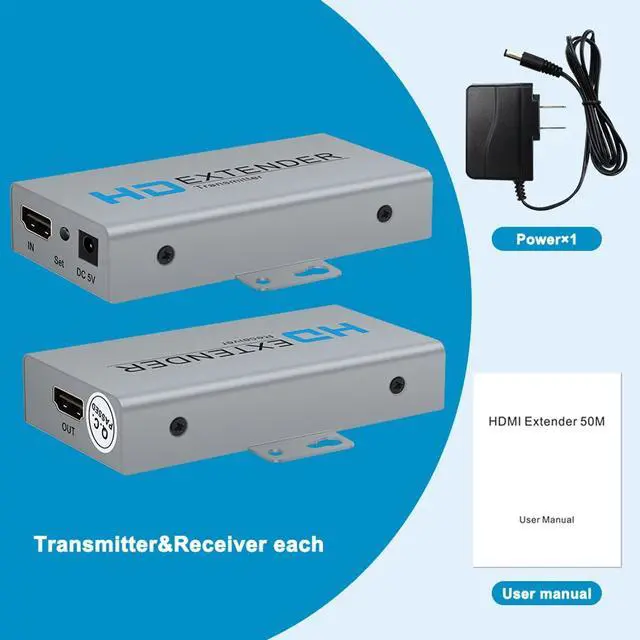 Alt view image 6 of 7 - HDMI Extender Over Network IP Ethernet Kit Cat5e / Cat6 Cable 1080P @ 60Hz - Up to 164 ft - HDMI Loop Out POE Function Supported (Transmitter and Receiver)