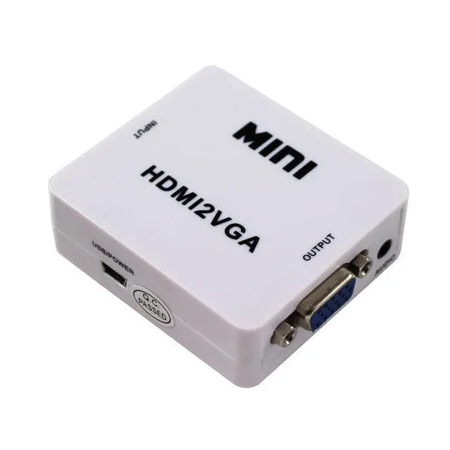 Alt view image 2 of 7 - Vszerda Mini HDMI to VGA Converter with Audio HDMI2VGA 1080P Adapter Connector for PC Laptop to HDTV Projector