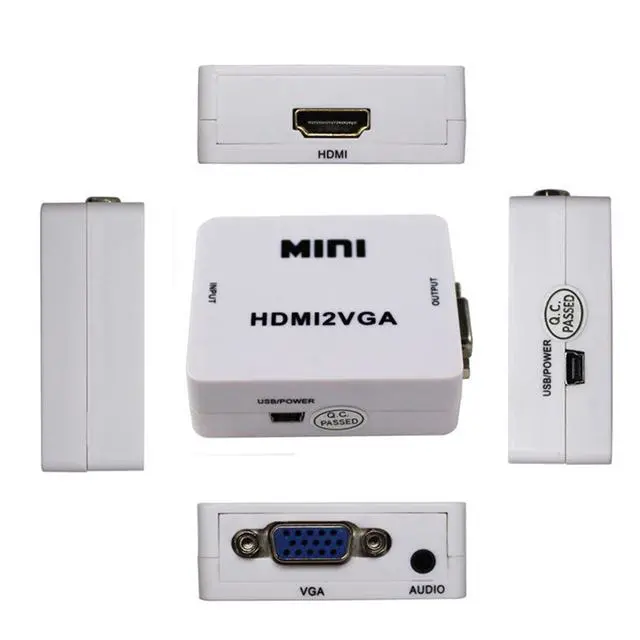 Alt view image 4 of 7 - Vszerda Mini HDMI to VGA Converter with Audio HDMI2VGA 1080P Adapter Connector for PC Laptop to HDTV Projector