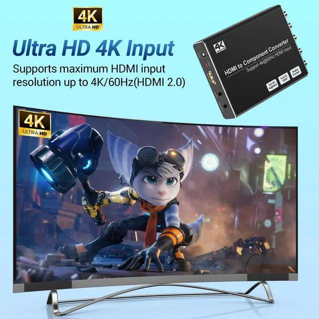 Alt view image 3 of 7 - Vszerda 4K HDMI to Component Converter with Scaling Function, HDMI to YPbPr Converter Support 4K/60Hz Input, Support 480i/576i Component Output, Compatible with DVD/PS3/PS4/PS5/Amazon Fire TV Sticks