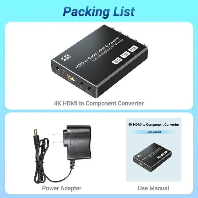 Alt view image 7 of 7 - Vszerda 4K HDMI to Component Converter with Scaling Function, HDMI to YPbPr Converter Support 4K/60Hz Input, Support 480i/576i Component Output, Compatible with DVD/PS3/PS4/PS5/Amazon Fire TV Sticks
