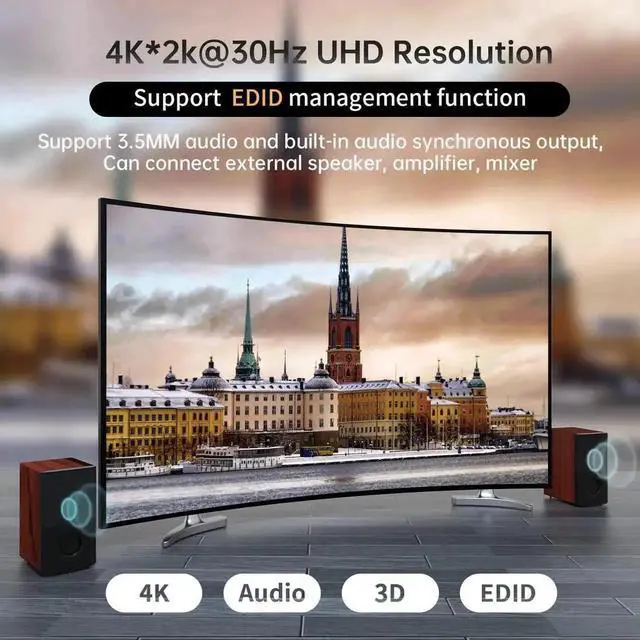 Alt view image 3 of 7 - Vszerda MT-VIKI 8x8 4K HDMI Matrix Switcher Splitter, 4K@30Hz HDCP 2.2 with 3.5mm Stereo Audio Extractor, Rack Mount AV Matrix Supports Web GUI, APP, IR Remote, RS232 & LAN Port, EDID Management