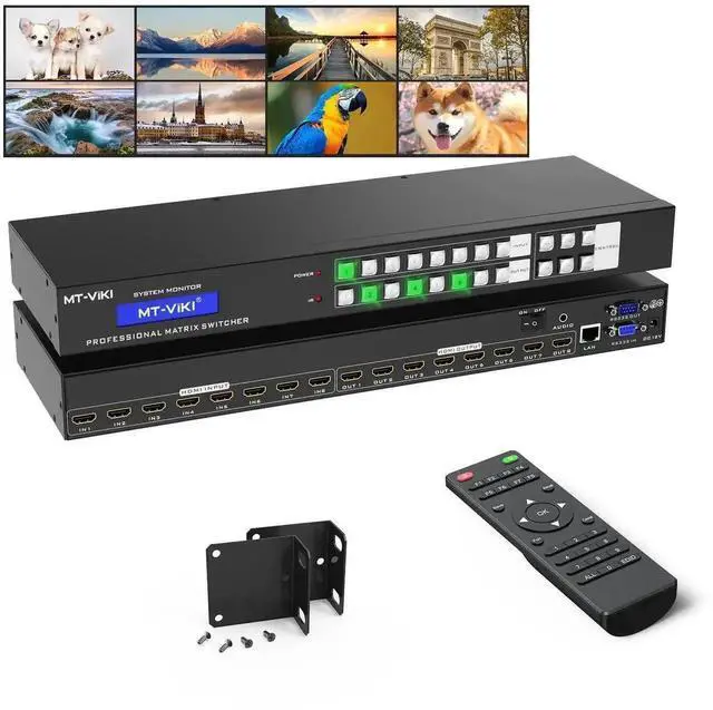 Main image of Vszerda MT-VIKI 8x8 4K HDMI Matrix Switcher Splitter, 4K@30Hz HDCP 2.2 with 3.5mm Stereo Audio Extractor, Rack Mount AV Matrix Supports Web GUI, APP, IR Remote, RS232 & LAN Port, EDID Management