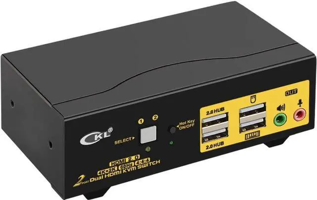 Main image of Vszerda CKL 2-Port Dual HDMI KVM Switch 2x2, 4K@60Hz, Dual Monitor Selector with Audio & Dual USB 2.0 Hubs for 2 PCs