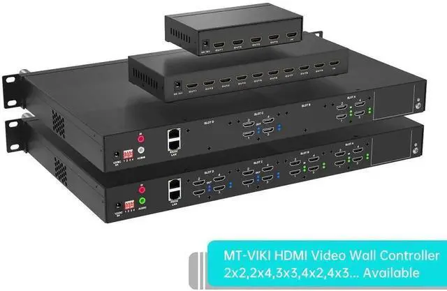Alt view image 2 of 7 - Vszerda MT-VIKI 2x2 4K Video Wall Controller, 2 HDMI In 4 HDMI Out TV Wall Processor, 4K30Hz 180° Rotation 3.5mm Audio Non-Stretch Image
