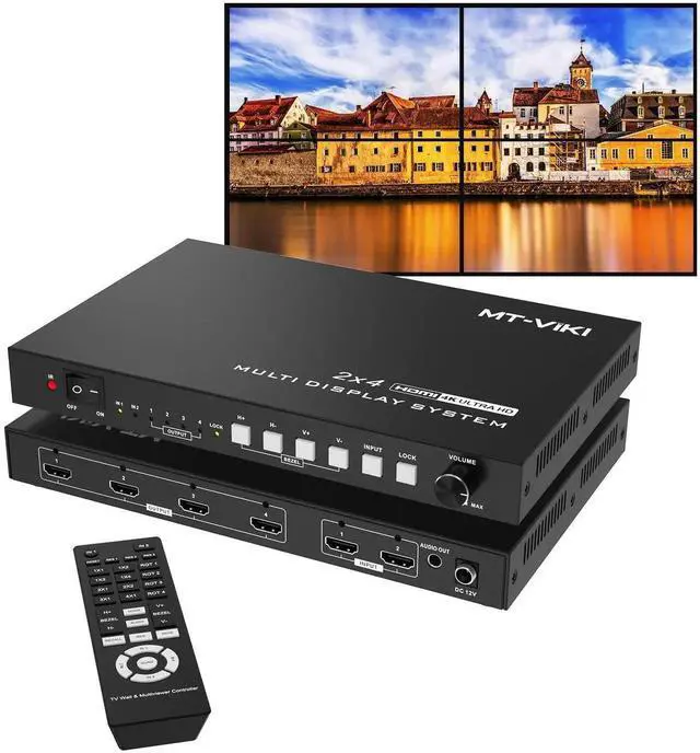Main image of MT-VIKI 2x2 4K Video Wall Controller, 2 HDMI Input to 4 HDMI Output TV Wall Processor, Supports 4K@30Hz, Point-to-Point Display, 180° Image Rotation, 3.5mm Stereo Audio Extractor, Non-Stretching & Und