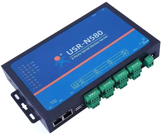 Main image of Vszerda USR-N580 8-Port RS485 Serial Device Server Dual Ethernet Ports Modbus RTU to TCP Converter with TX/RX Indicator Lights