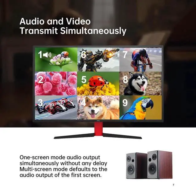 Alt view image 4 of 6 - MT-VIKI 9x1 HDMI Multi-Viewer Seamless Switcher 9 in 1 Out with IR Remote Control, Supports 4K@30Hz, Multiple Split Display Modes, Multi-Screen Monitor Box for Security Cameras, PS4, PS5 & Game Consol