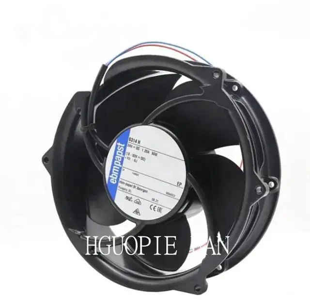 Alt view image 5 of 5 - Vszerda Ebmpapst 6314H DC Axial Cooling Fan 172×172×51mm 24V 1.25A 30W 2-Wire High Airflow Industrial Cabinet Fan