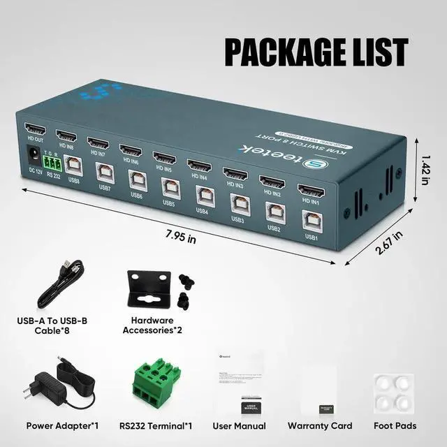 Alt view image 7 of 7 - Vszerda 8-Port Single HDMI USB2.0 KVM Switch, 4K@30Hz with EDID Adaptive Function