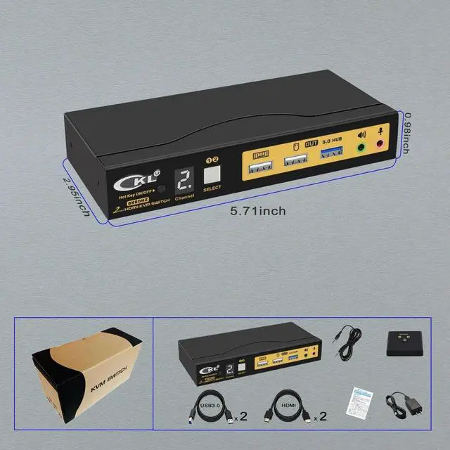 Alt view image 2 of 7 - Vszerda CKL 2-Port HDMI 2.1 KVM Switch, 8K, for 2 PCs Share 1 Monitor with EDID Emulation