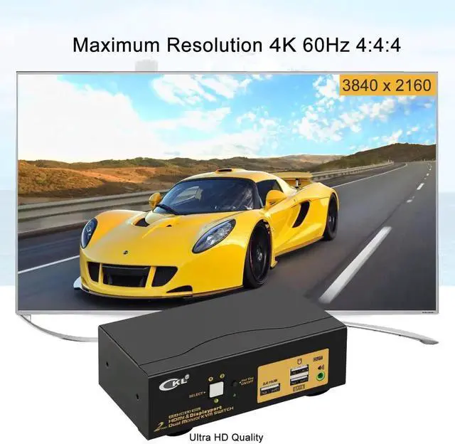 Alt view image 6 of 7 - Vszerda CKL 2-Port Dual Monitor KVM Switch (HDMI+DP), 4K for 2 PCs 2 Screens