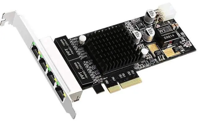 Main image of Vszerda 4-Port PCIe x4 POE Gigabit Ethernet Card, Intel I350 Chip Quad RJ45 10/100/1000Mbps POE NIC for Server & Surveillance