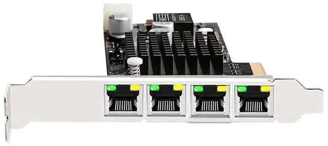 Alt view image 3 of 5 - Vszerda 4-Port PCIe x4 POE Gigabit Ethernet Card, Intel I350 Chip Quad RJ45 10/100/1000Mbps POE NIC for Server & Surveillance