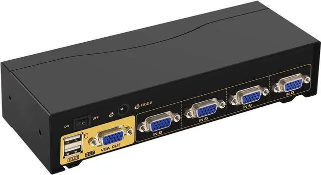 Alt view image 6 of 7 - Vszerda 4-Port 450MHz Auto VGA USB KVM Switch with Audio & Cables, Multi-PC Monitor Selector Compatible with Windows, Linux, Mac, Debian, Ubuntu, Fedora, Raspbian