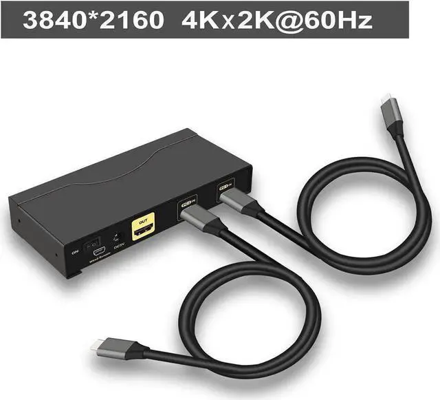 Alt view image 3 of 7 - Vszerda 2 Port USB-C KVM Switch 4K@60Hz with Audio, USB Type-C KVM Switcher for 2 PCs/Mac/Mobile Share Single Monitor Keyboard Mouse, Cross OS Compatible