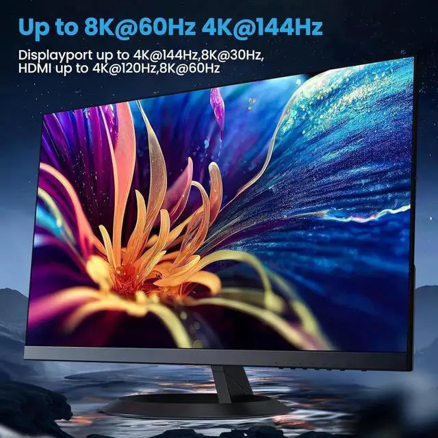 Alt view image 6 of 7 - Vszerda 3 PCs Triple Monitor 1HDMI+2DP Hybrid KVM Switch, HDMI 8K@60Hz 4K@120Hz, DP 8K@30Hz 4K@144Hz, 4 USB 3.0 Ports, Wired Remote & 3 USB Cables Included for 3 Hosts Share 3 Displays