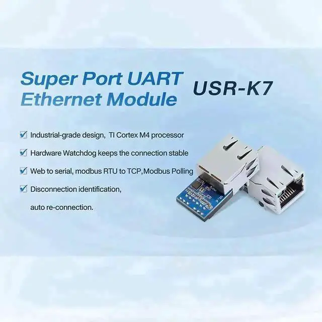 Alt view image 5 of 7 - Vszerda 10PCS USR-K7 TTL UART to Ethernet Serial Server Module, 10/100Mbps RJ45, Modbus RTU to Modbus TCP Gateway