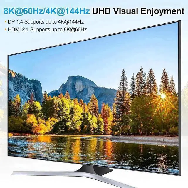 Alt view image 6 of 7 - Vszerda 2-Port Triple Monitor KVM Switch (2HDMI+DP), 8K@60Hz & 4K@144Hz, USB3.0 with Wired Remote, 2 PCs Share 3 Monitors & 4 USB Peripherals