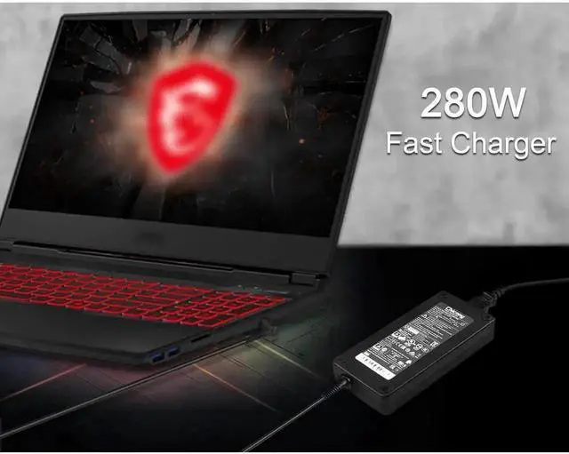 Alt view image 2 of 7 - Vszerda 280W Laptop Charger 20V 14A A18-280P1A A280A003P ADP-280BB B for MSI GE75 GE65 GE63 GL65 GP75 GP65, PN 957-17E21P-101