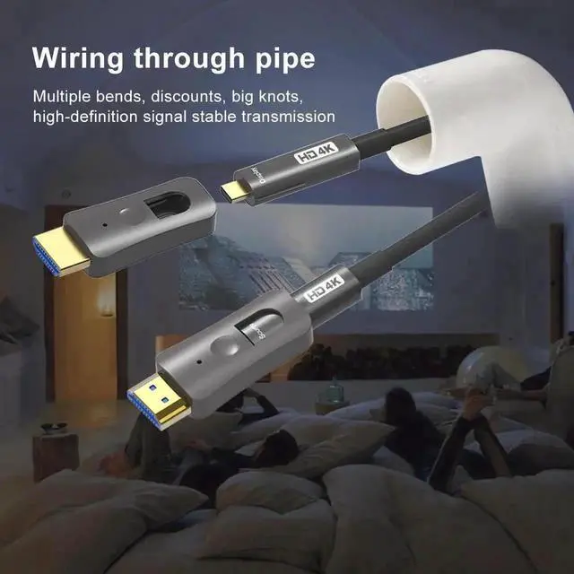 Alt view image 2 of 7 - Vszerda Long-in-wall Certified Premium Ultra High Speed Detachable HDMI Cable - 2.1 8K 60Hz, 4K 120Hz , 48Gbps HDR eARC HDCP2.3- 330Feet/100m