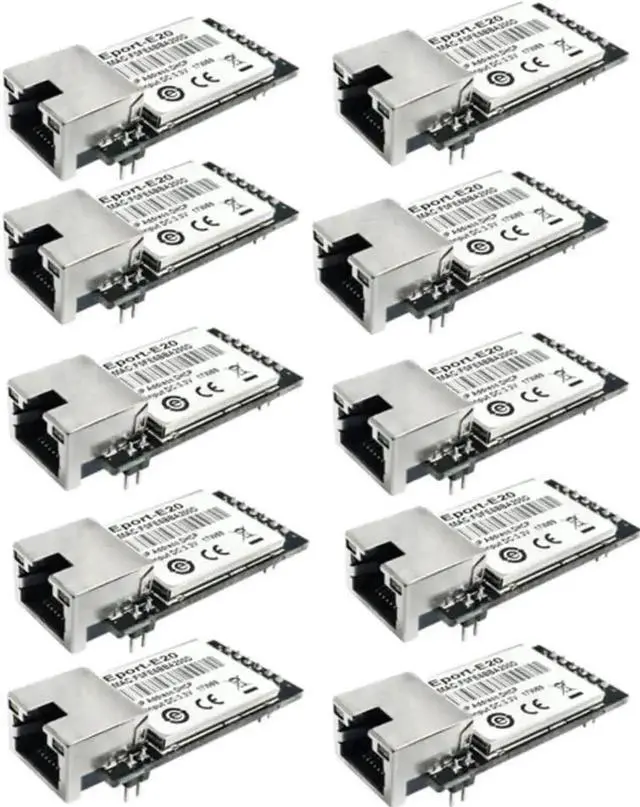 Main image of Vszerda 10 Pack Eport-E20 TTL Serial to Ethernet Embedded Module, FreeRTOS TCP/IP MCU Network Converter 3.3V Low Voltage, Supports DHCP & Telnet for IoT Secondary Development