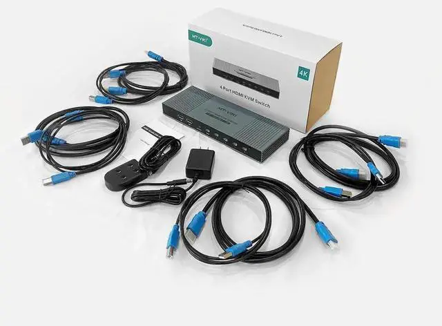 Alt view image 4 of 7 - Vszerda MT-VIKI 4-Port Quad HDMI KVM Multiviewer 4x1 with PIP & POP, 4K@30Hz, Hotkey & Button Seamless Switching
