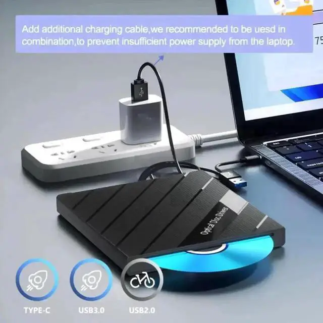 Alt view image 4 of 7 - Vszerda Portable External Blu-ray Drive, USB3.0 Blu-ray Player Writer Reader with USB Port & SD Card Slot, Supports Blu-ray/DVD/CD RW, Compatible with Windows Mac Linux Laptop Desktop