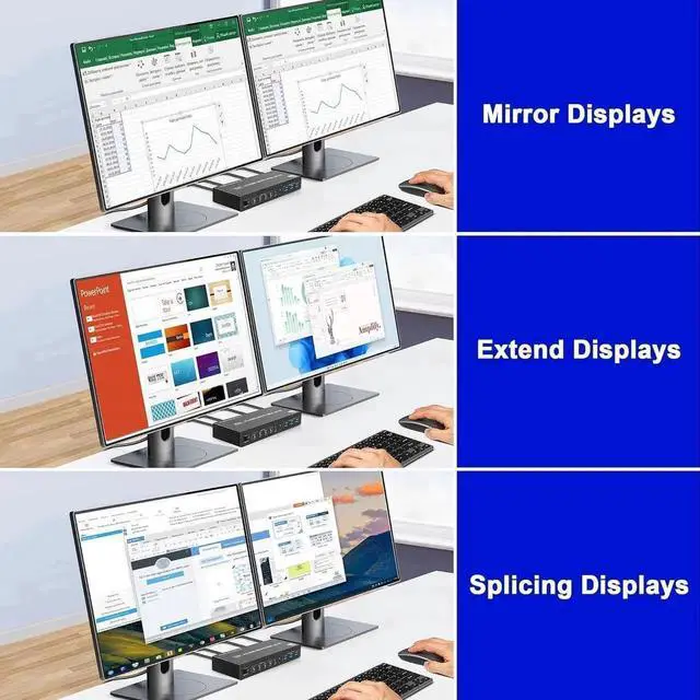 Alt view image 4 of 7 - Vszerda 4 Port Dual Monitor DP 1.4 KVM Switch 8K@60Hz USB 3.0, Audio & Mic Jack, 3 USB 3.0 Ports for 4 PCs Share 2 DisplayPort Monitors