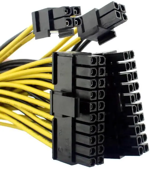 Alt view image 5 of 5 - Vszerda 10PCS 20cm 18AWG 20+4 Pin Dual PSU ATX 24Pin Splitter Cable, Mining Rig Dual Power Supply Adapter Cable