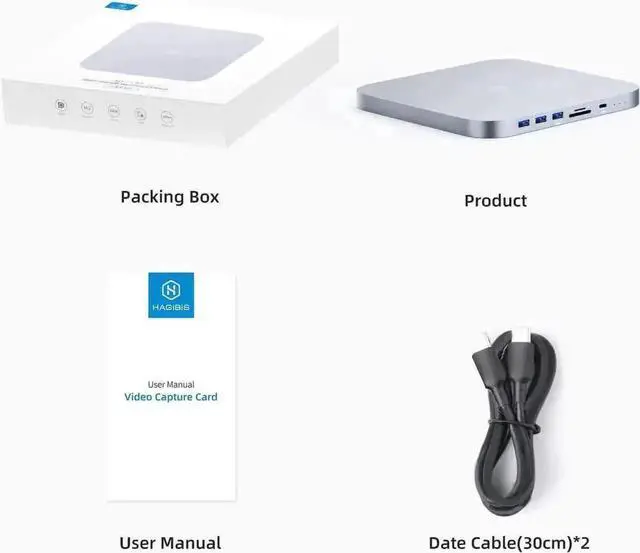 Alt view image 4 of 7 - Hagibis MC25 Pro DP USB-C Docking Station with Dual Hard Drive Enclosure, 4K 60Hz DP1.4 Type-C Hub for Mac Mini M2, Mac Studio M1 Max/M1 Ultra, Supports M.2 NVMe NGFF & 2.5" SATA HDD/SSD, 10Gbps USB3.