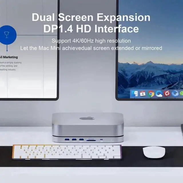 Alt view image 6 of 7 - Hagibis MC25 Pro DP USB-C Docking Station with Dual Hard Drive Enclosure, 4K 60Hz DP1.4 Type-C Hub for Mac Mini M2, Mac Studio M1 Max/M1 Ultra, Supports M.2 NVMe NGFF & 2.5" SATA HDD/SSD, 10Gbps USB3.