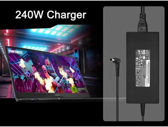 Alt view image 3 of 7 - 240W 20V 12A Laptop AC Charger, 4.5x3.0mm Tip Power Adapter Compatible with MSI Delta 15 A5EFK 15001, GS66 GF66 GF76 GL66 GL76 12U, Sword 15, Crosshair 17 15 R6E Intel 12th Gen Gaming Notebooks